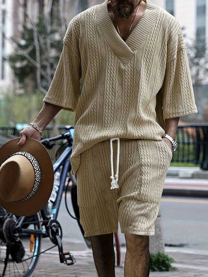 Halli | Combinaison décontractée en short jacquard pour hommes