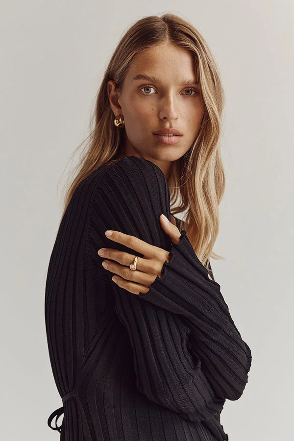 Natalija | Robe midi tricotée col V pour femmes