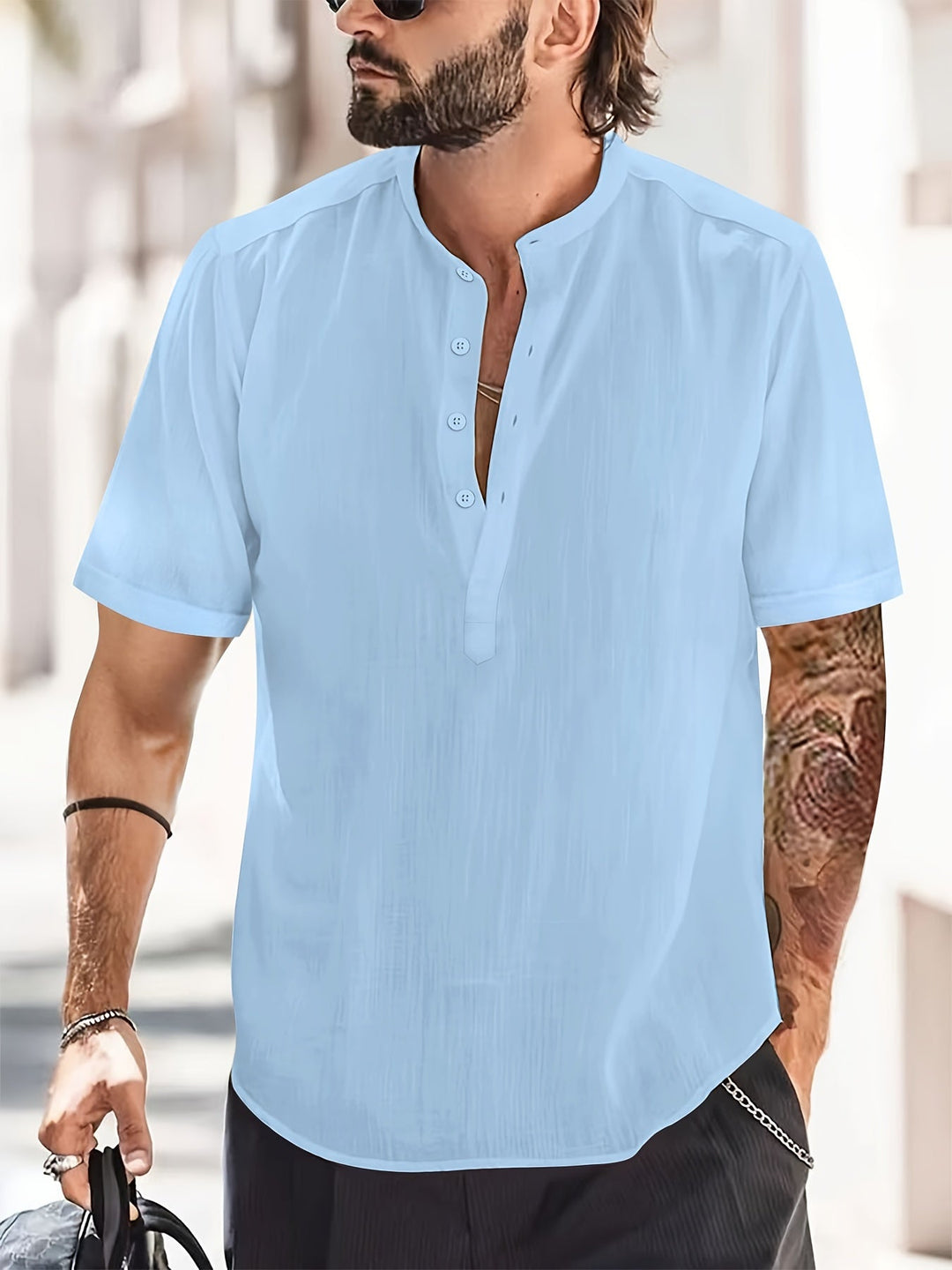 Kama | Chemise Col Montant Homme