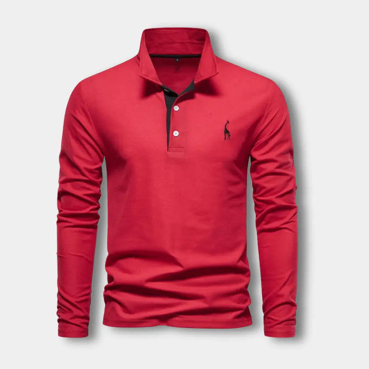 Polo manches longues avec col ouvert contrasté pour Homme – Spence
