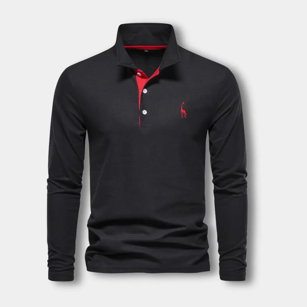 Polo manches longues avec col ouvert contrasté pour Homme – Spence