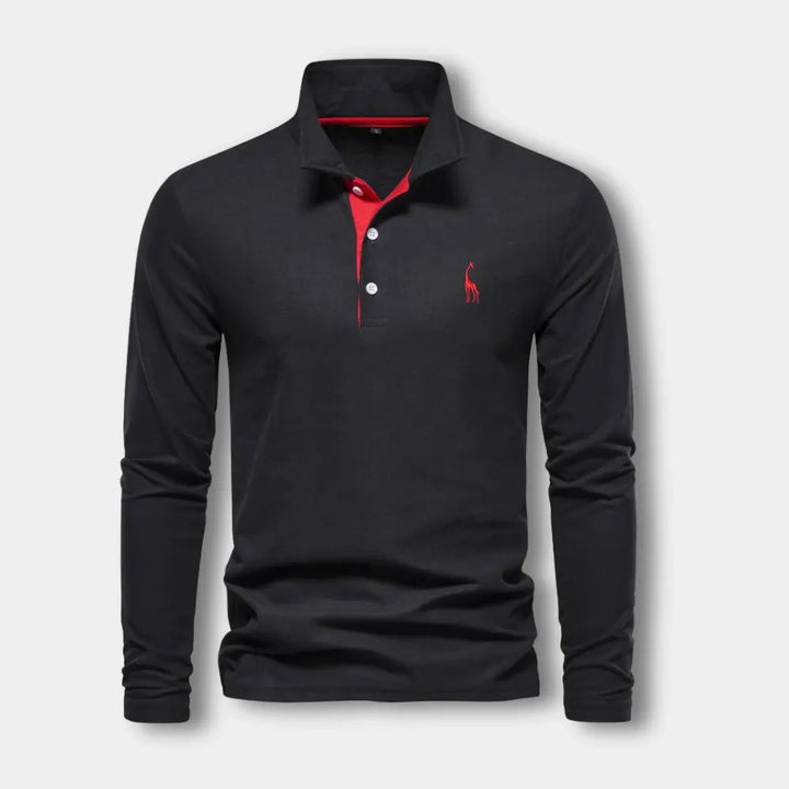 Polo manches longues avec col ouvert contrasté pour Homme – Spence