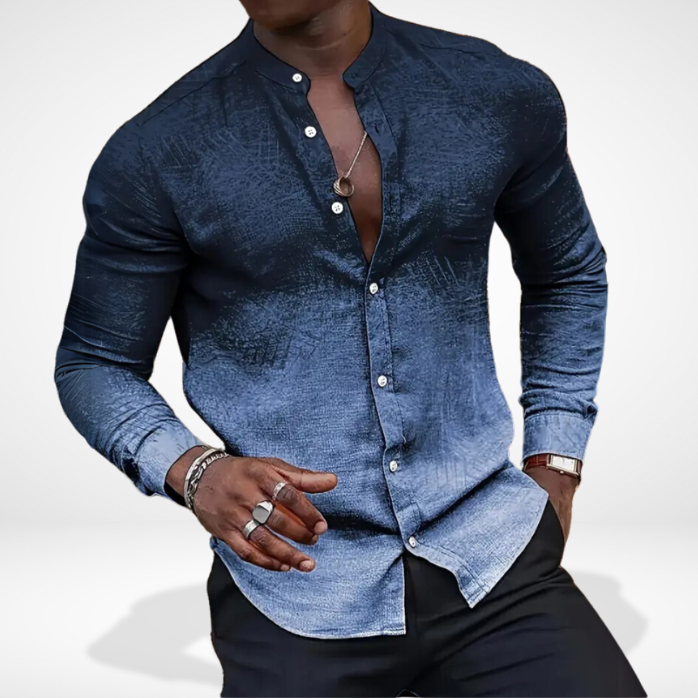 Polo homme à col mao imprimé graphique - Bernard