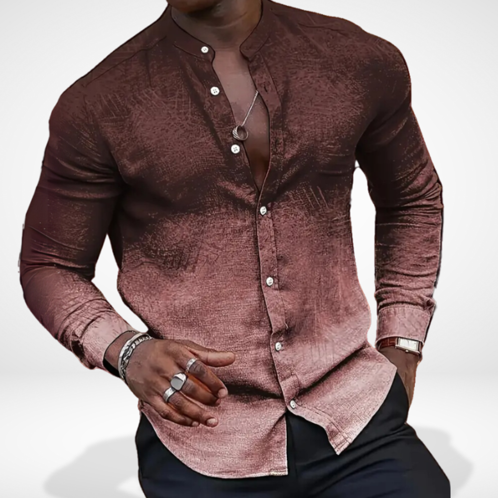 Polo homme à col mao imprimé graphique - Bernard