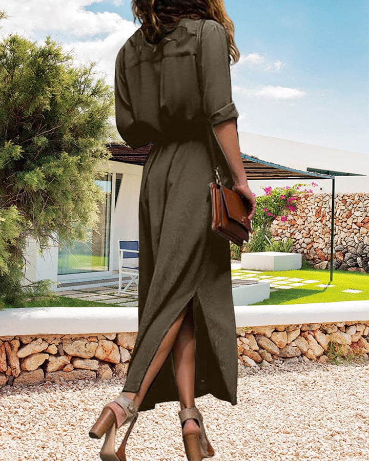 Mitsuki | Robe longue à manches longues ceinturée pour femmes