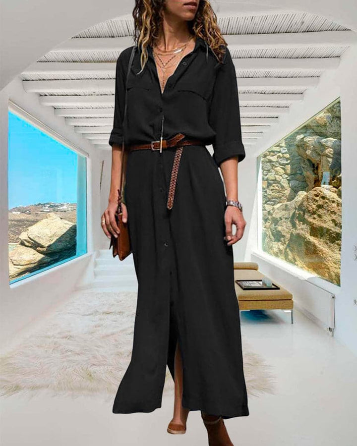 Mitsuki | Robe longue à manches longues ceinturée pour femmes