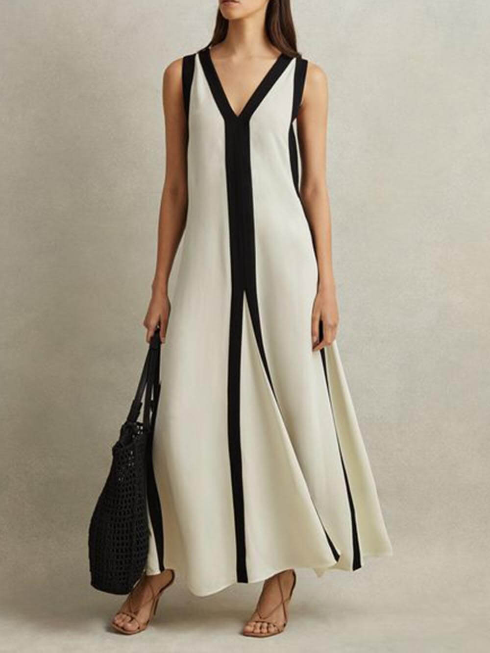 Fawzia | Robe Bicolore à Col V Réversible pour Femmes