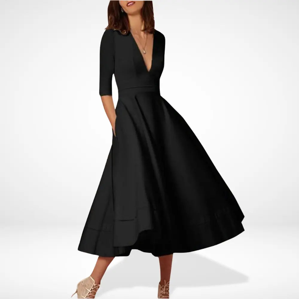 Robe midi évasée décolleté pour Femme – Shana
