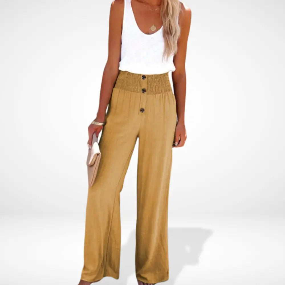 Pantalon ample taille froncée boutonnée pour Femme - Caitlin
