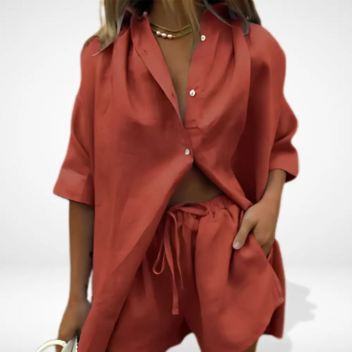 Ensemble coordonné à coupe ample et allure fluide pour femmes – Tinang