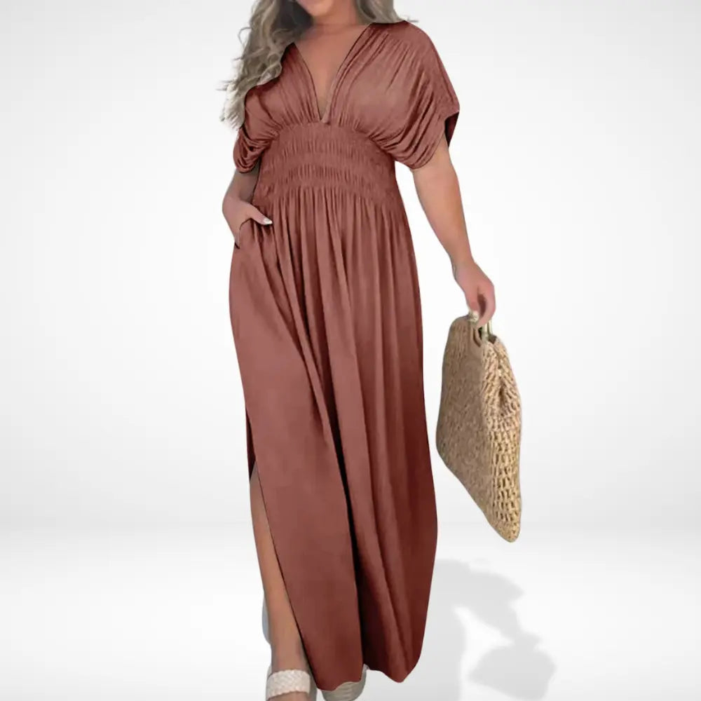 Robe longue d'été à taille froncée pour Femmes – Lilly