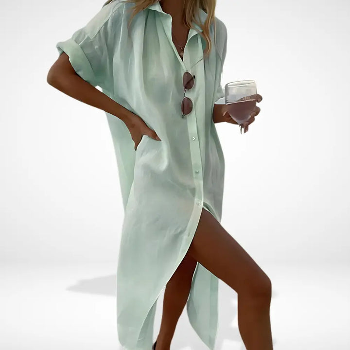 Robe chemise fluide à coupe décontractée pour Femmes – Taraiy