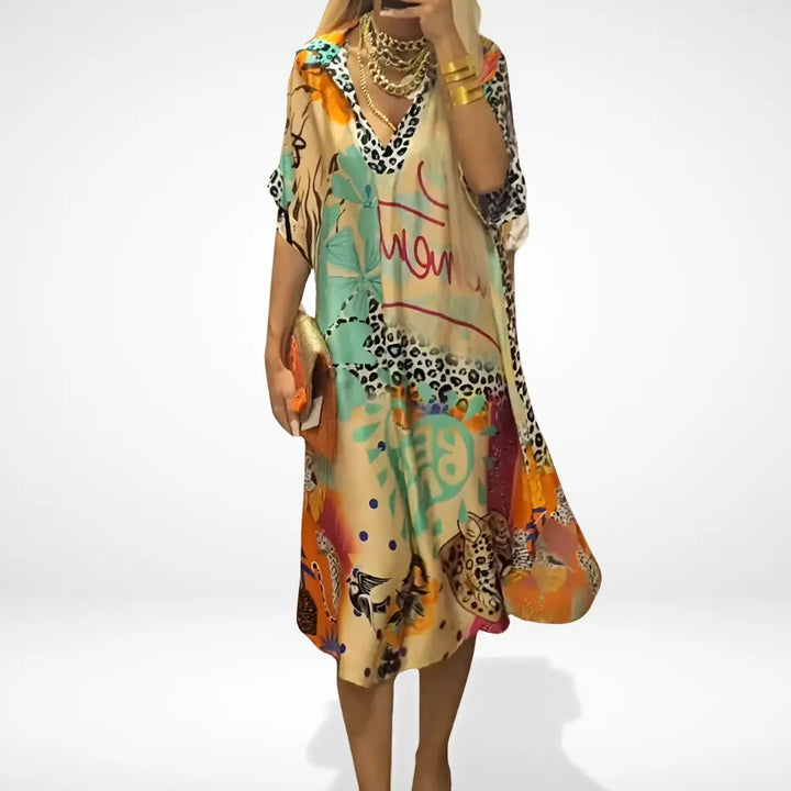 Robe d’été coupe ample à imprimé artistique pour Femme – Debora