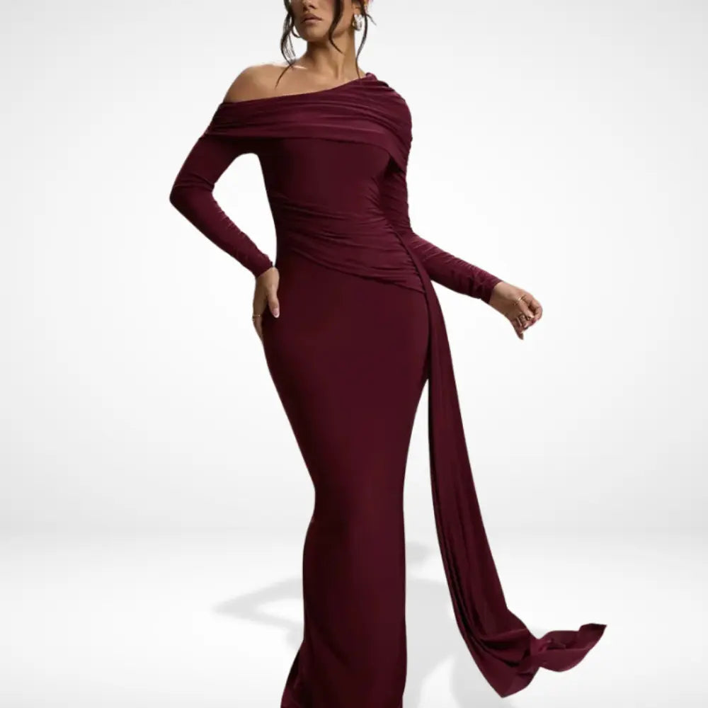 Robe de soirée drapée asymétrique pour Femmes – Glenda