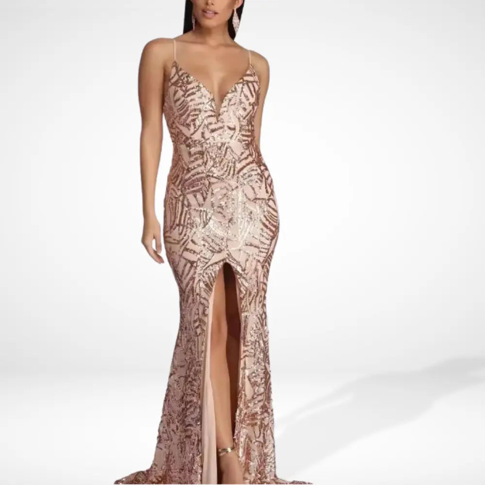 Robe cocktail fendue à bretelles fines pour Femmes – Tonya