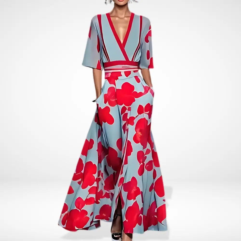Robe cocktail maxi à imprimé floral éclatant pour Femme - Rose