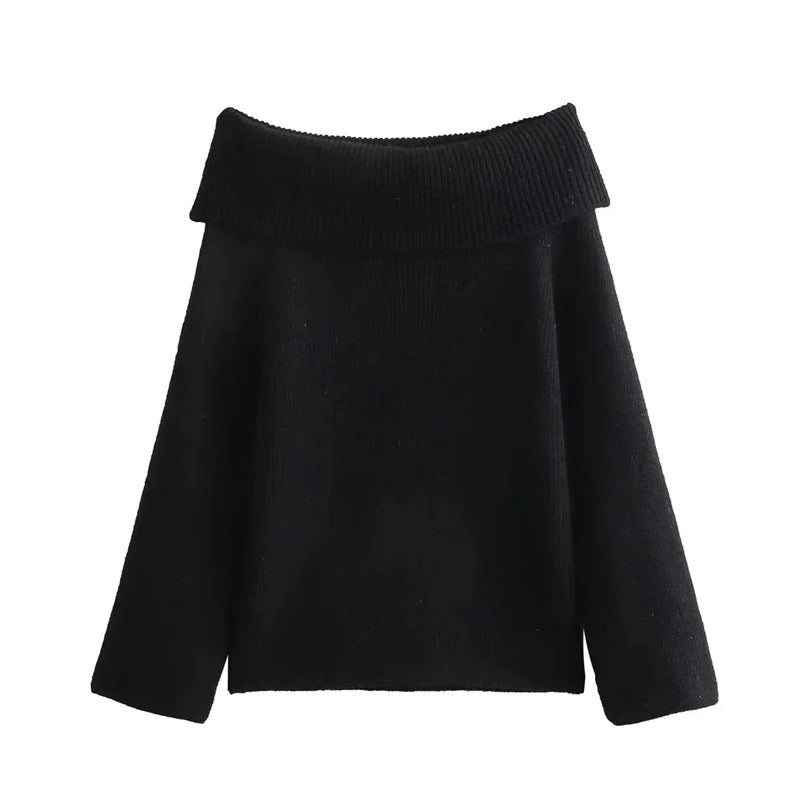 Athena | Elegant Solid Off Shoulder Sweater for Women