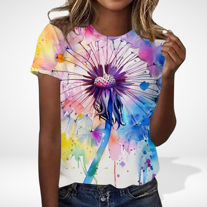 T-shirt imprimé floral aquarelle éclatant pour Femme – Karlie