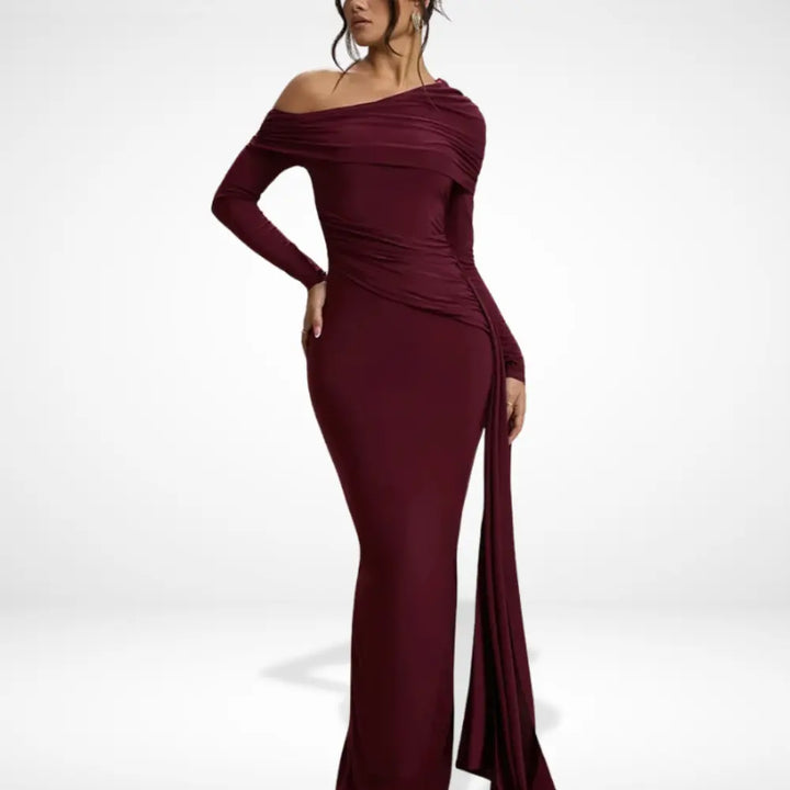 Robe de soirée drapée asymétrique pour Femmes – Glenda