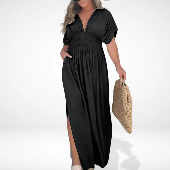 Robe longue d'été à taille froncée pour Femmes – Lilly