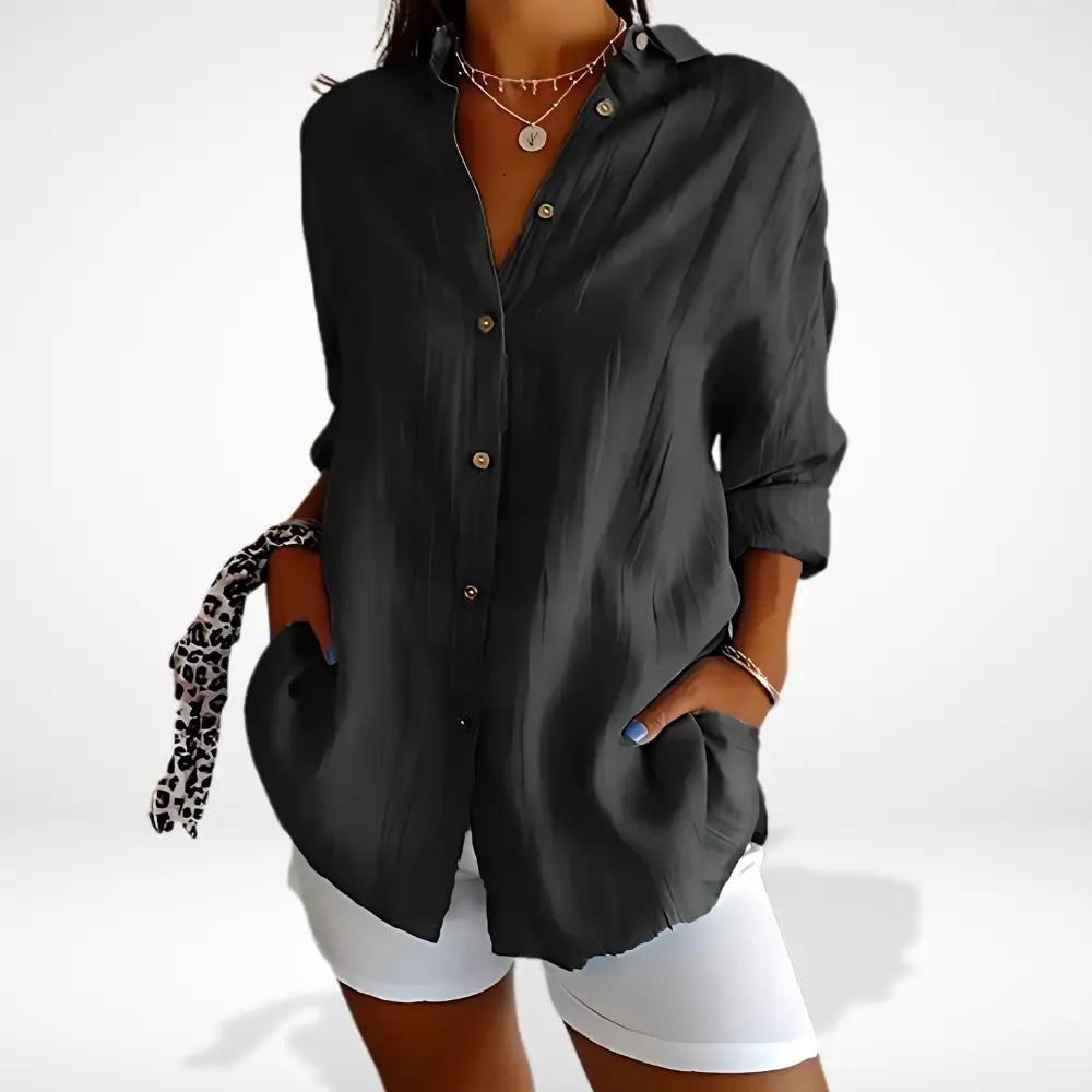 Blouse ample boutonnée manches retroussées pour Femme – Marci