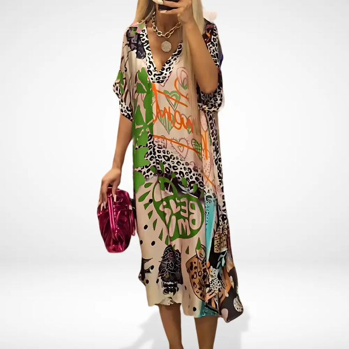 Robe d’été coupe ample à imprimé artistique pour Femme – Debora