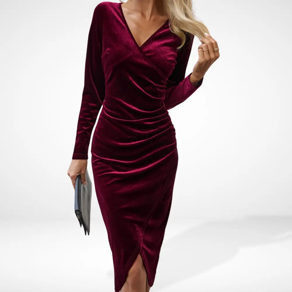 Robe de soirée drapée croisée Midi pour Femme – Loriy