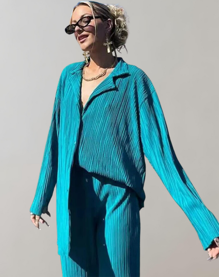 Chi | Femmes plissées 2 pièces pantalon ensemble