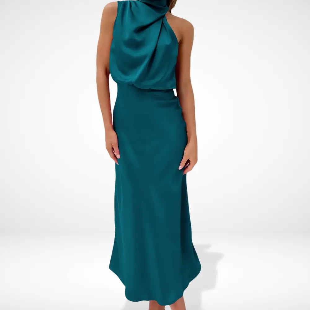 Robe de soirée drapée col montant pour Femmes – Antonia