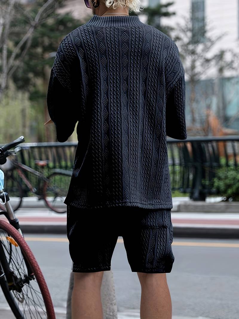 Halli | Combinaison décontractée en short jacquard pour hommes