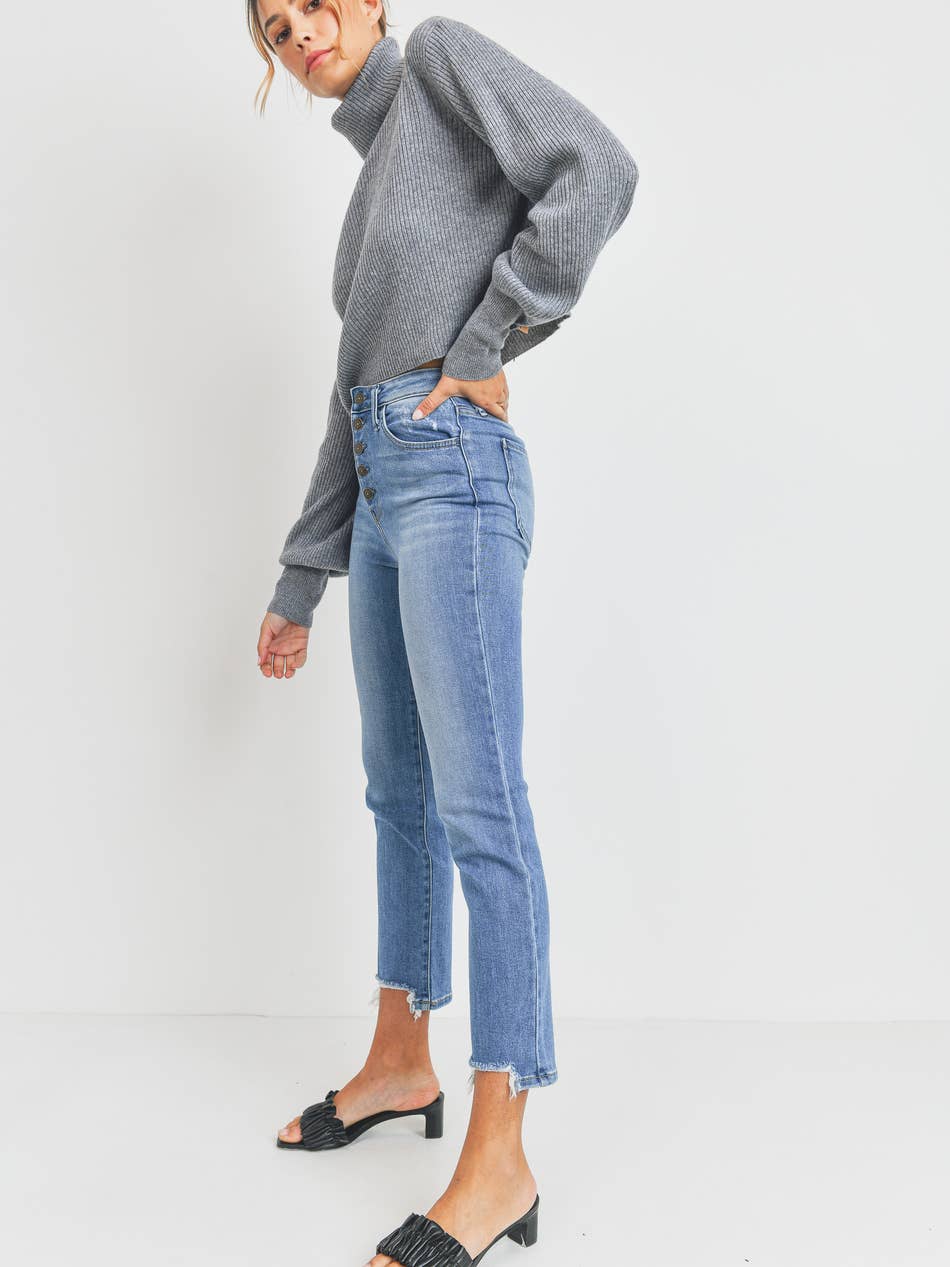 Clodagh | Jean taille haute à boutons pour femme