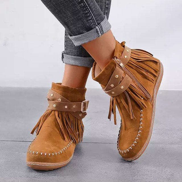 Denisa | Bottes vintage avec franges pour femmes