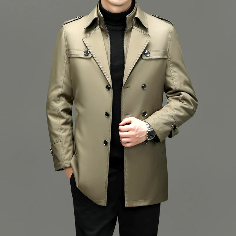 Bryson | Bouton élégant veste longue trench-coat pour hommes