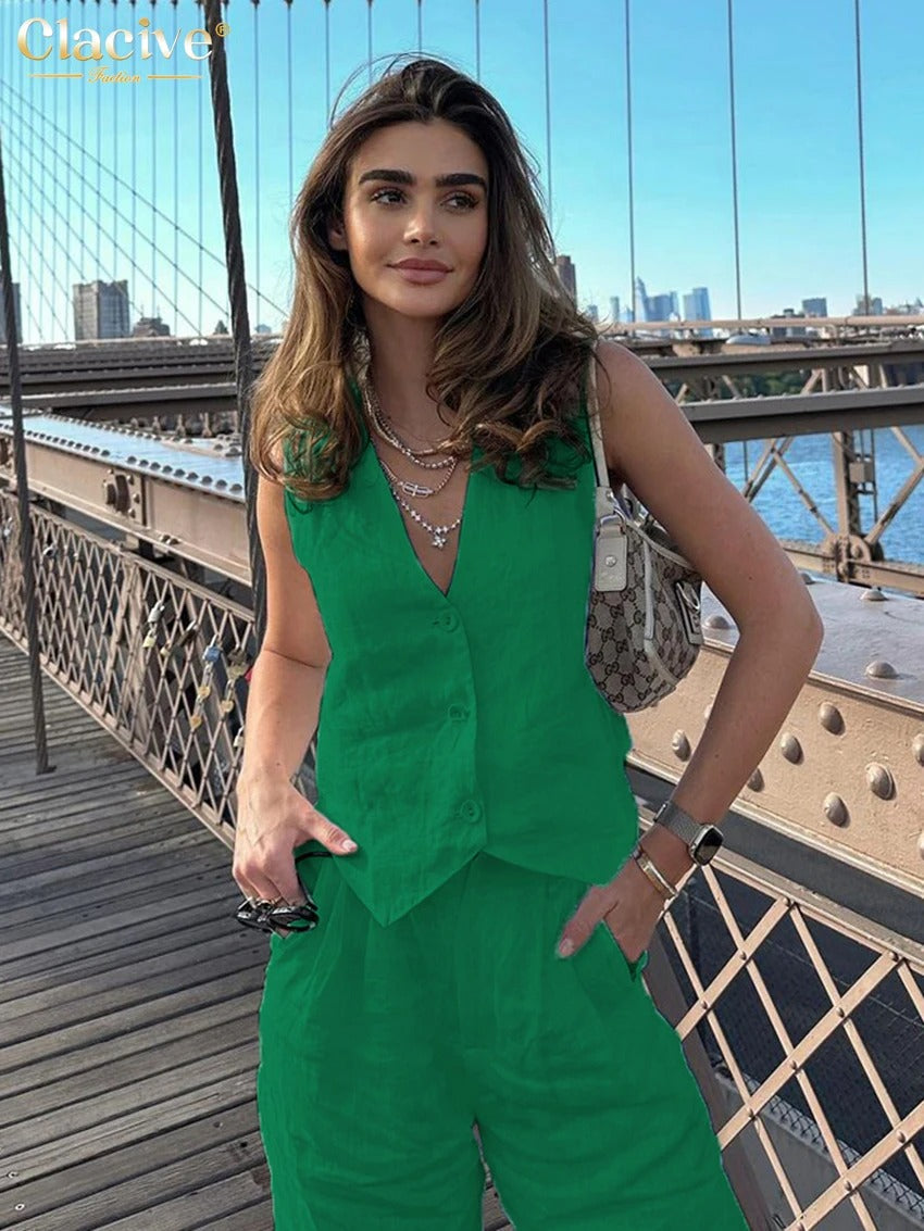 Paisley | Ensemble deux pièces en lin blanc pour femmes