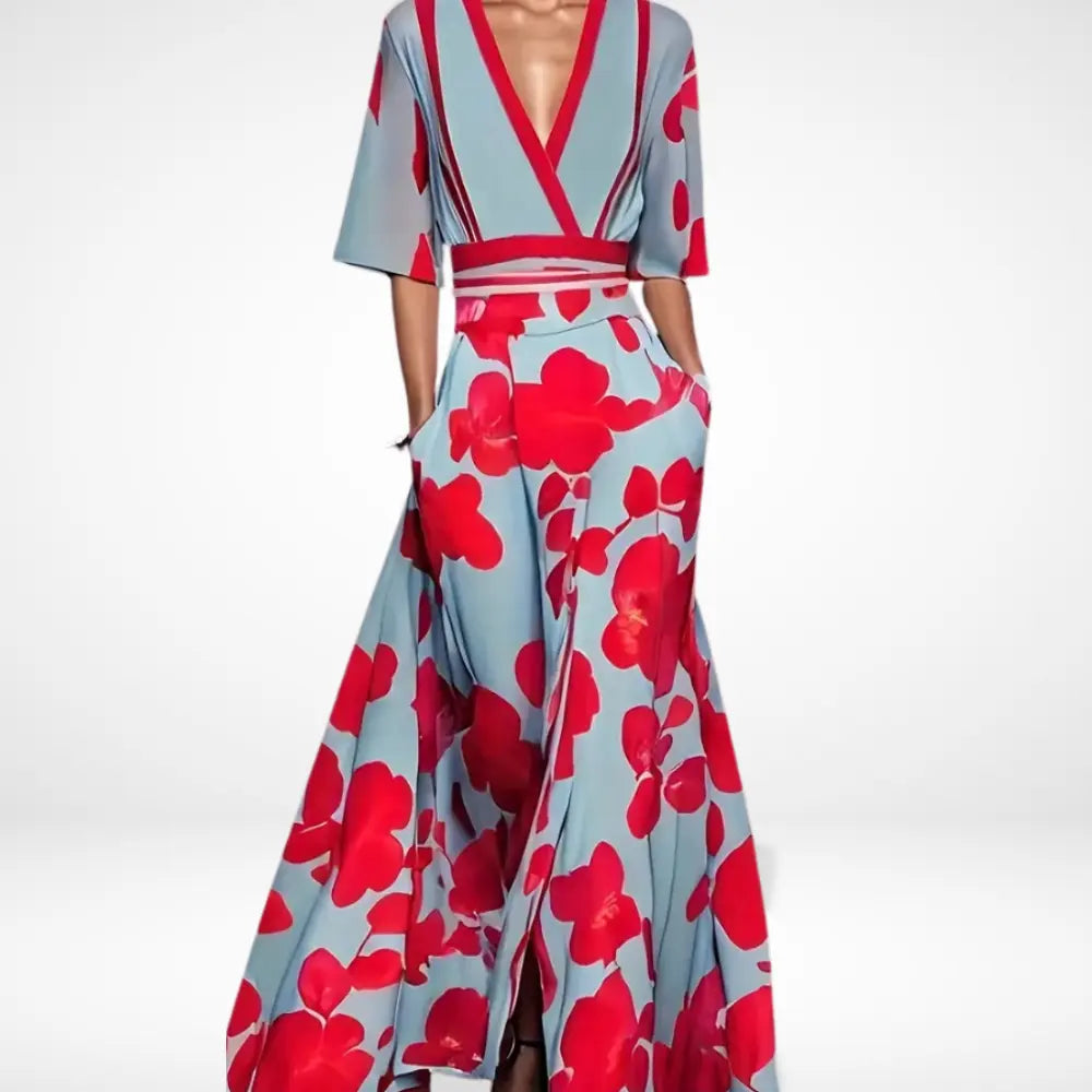 Robe cocktail maxi à imprimé floral éclatant pour Femme - Rose