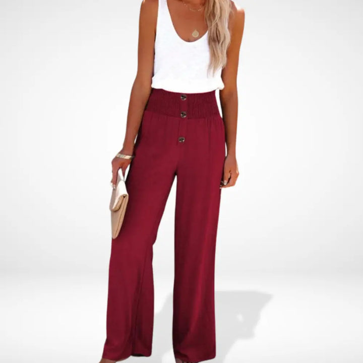 Pantalon ample taille froncée boutonnée pour Femme - Caitlin