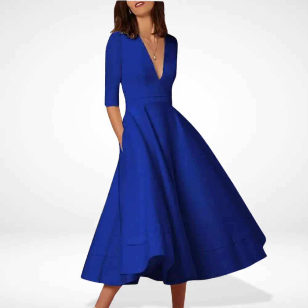 Robe midi évasée décolleté pour Femme – Shana