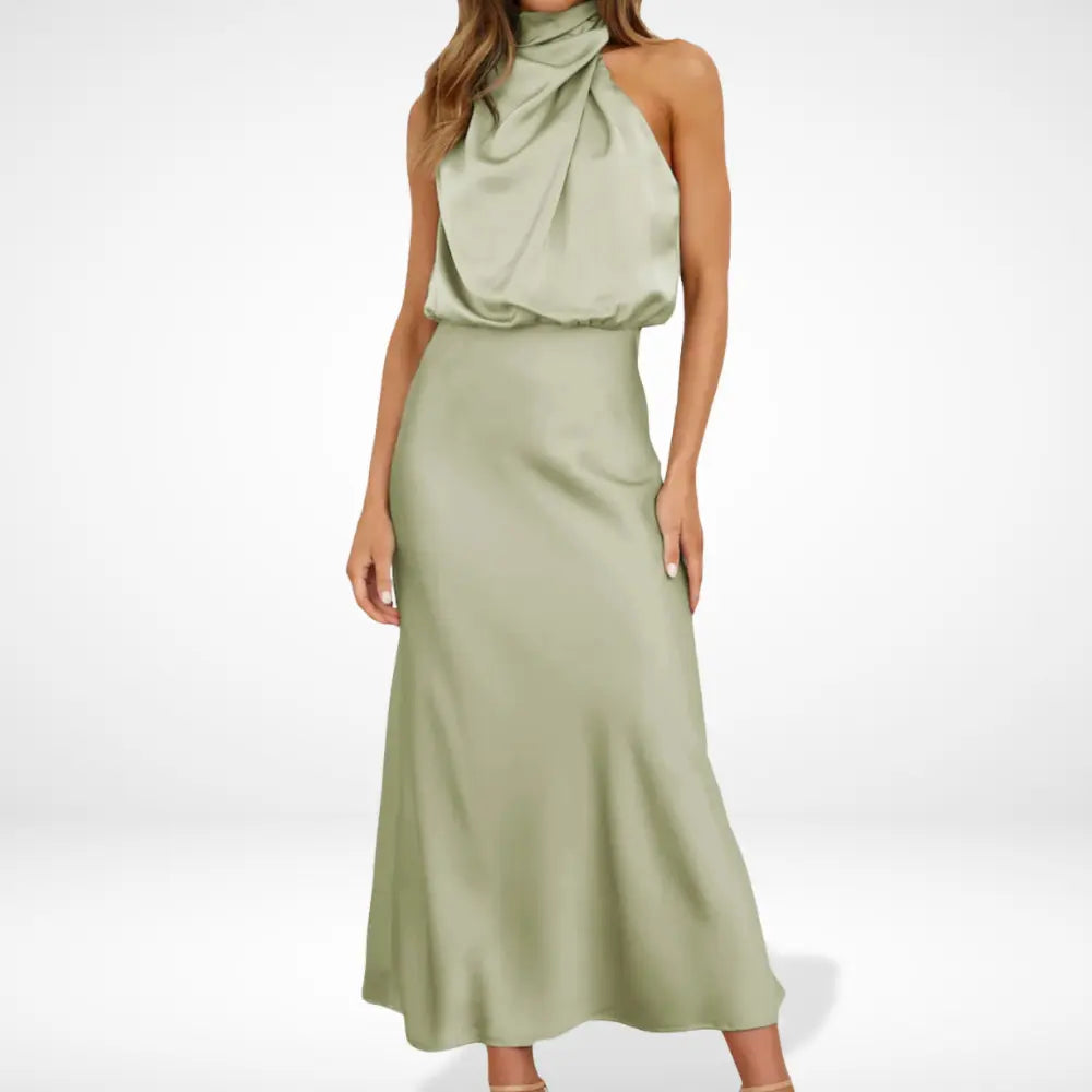 Robe de soirée drapée col montant pour Femmes – Antonia