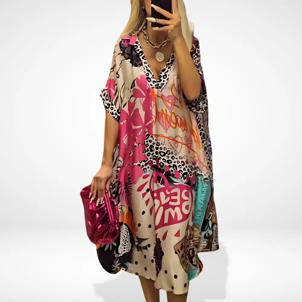 Robe d’été coupe ample à imprimé artistique pour Femme – Debora