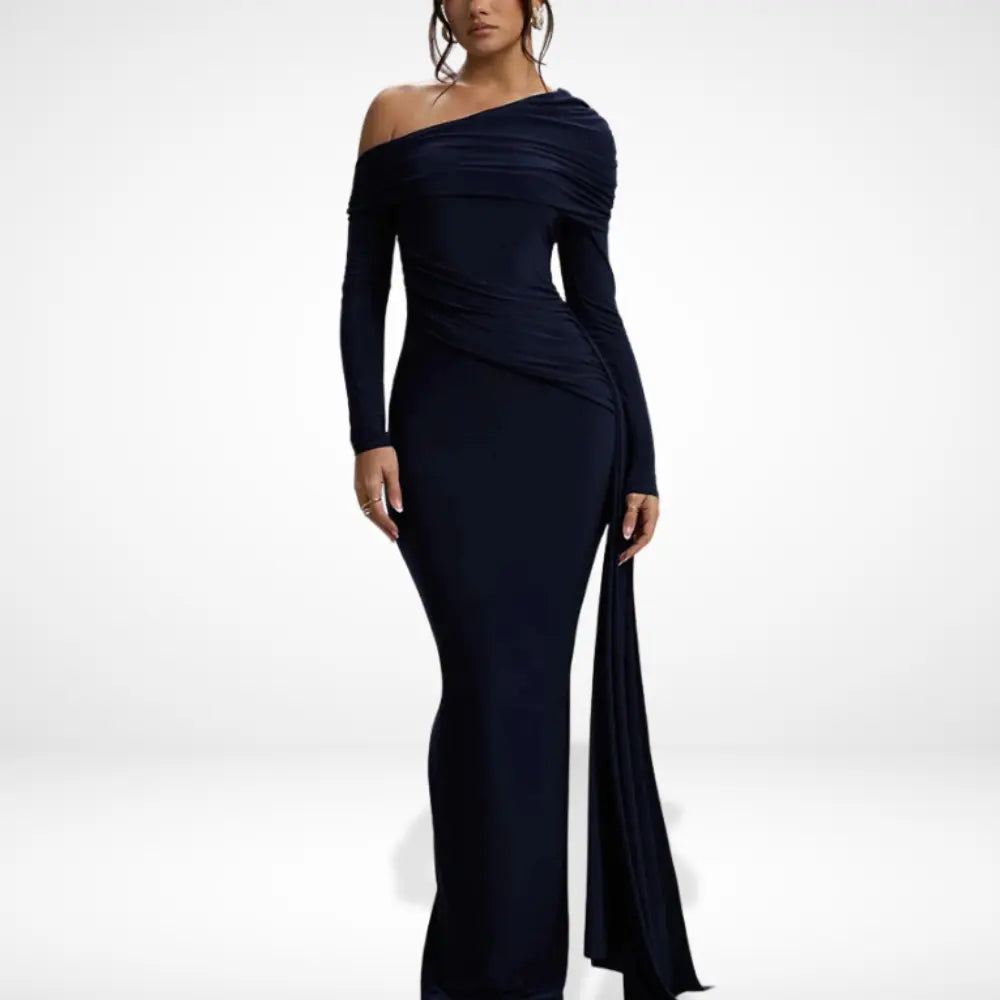 Robe de soirée drapée asymétrique pour Femmes – Glenda