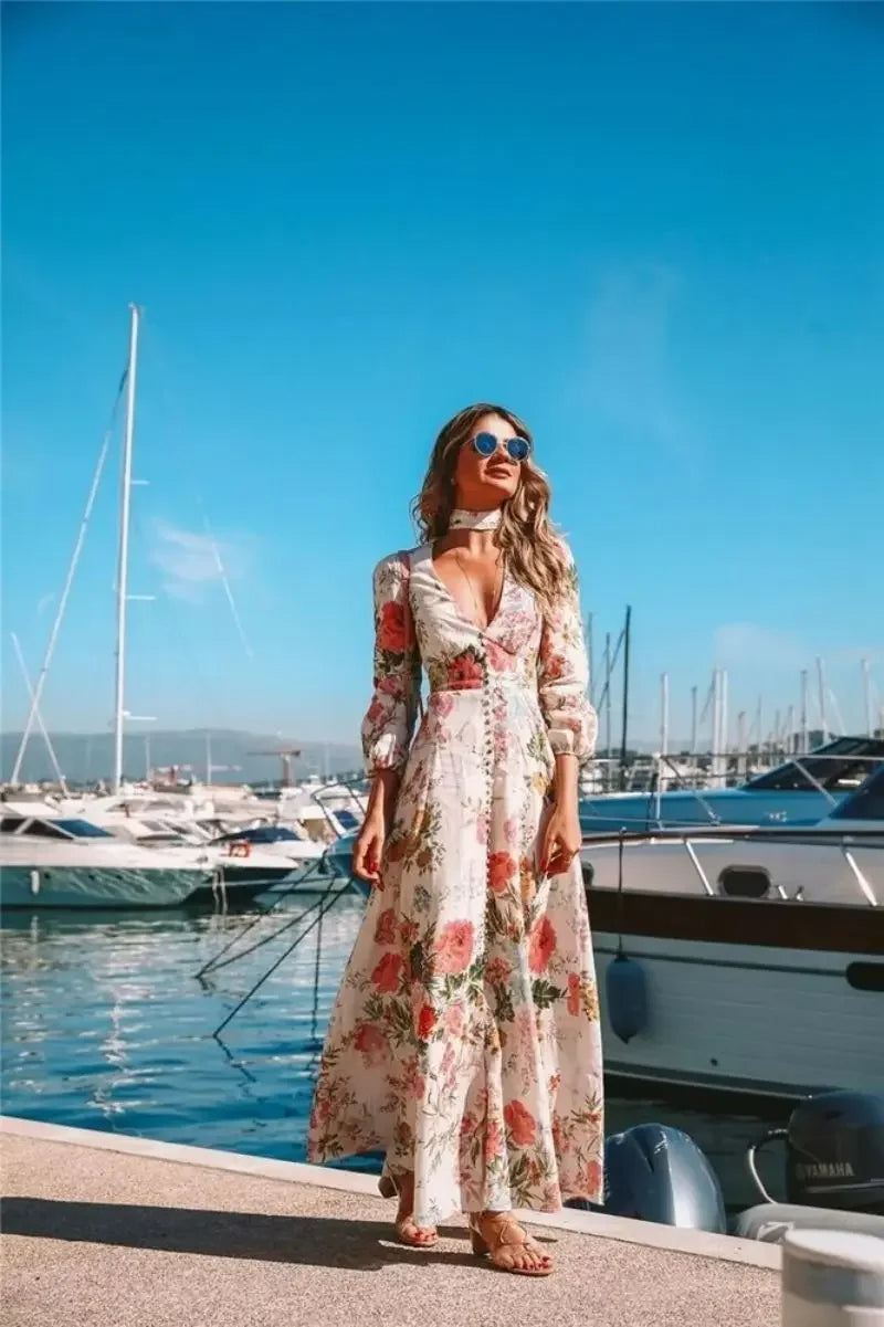 Femme Fleurie Maxi Robe de plage – Janis