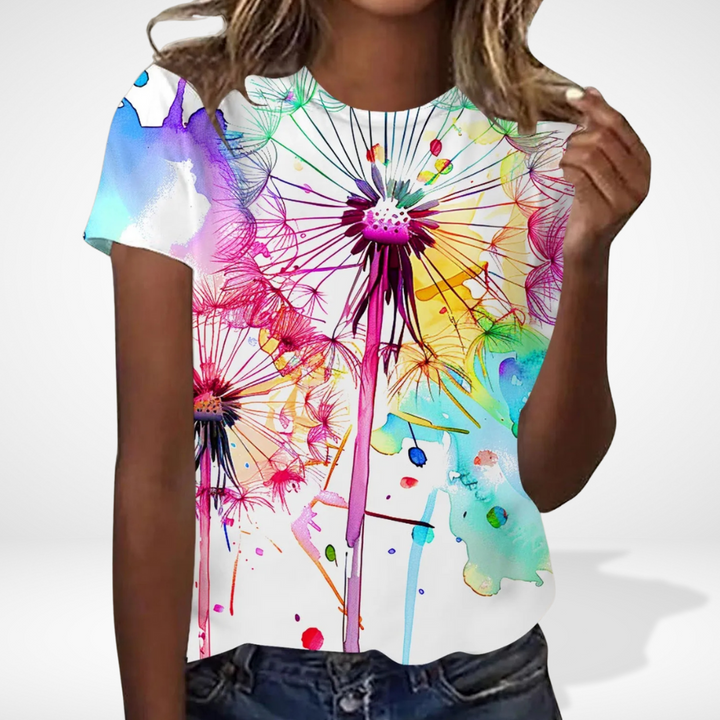 T-shirt imprimé floral aquarelle éclatant pour Femme – Karlie