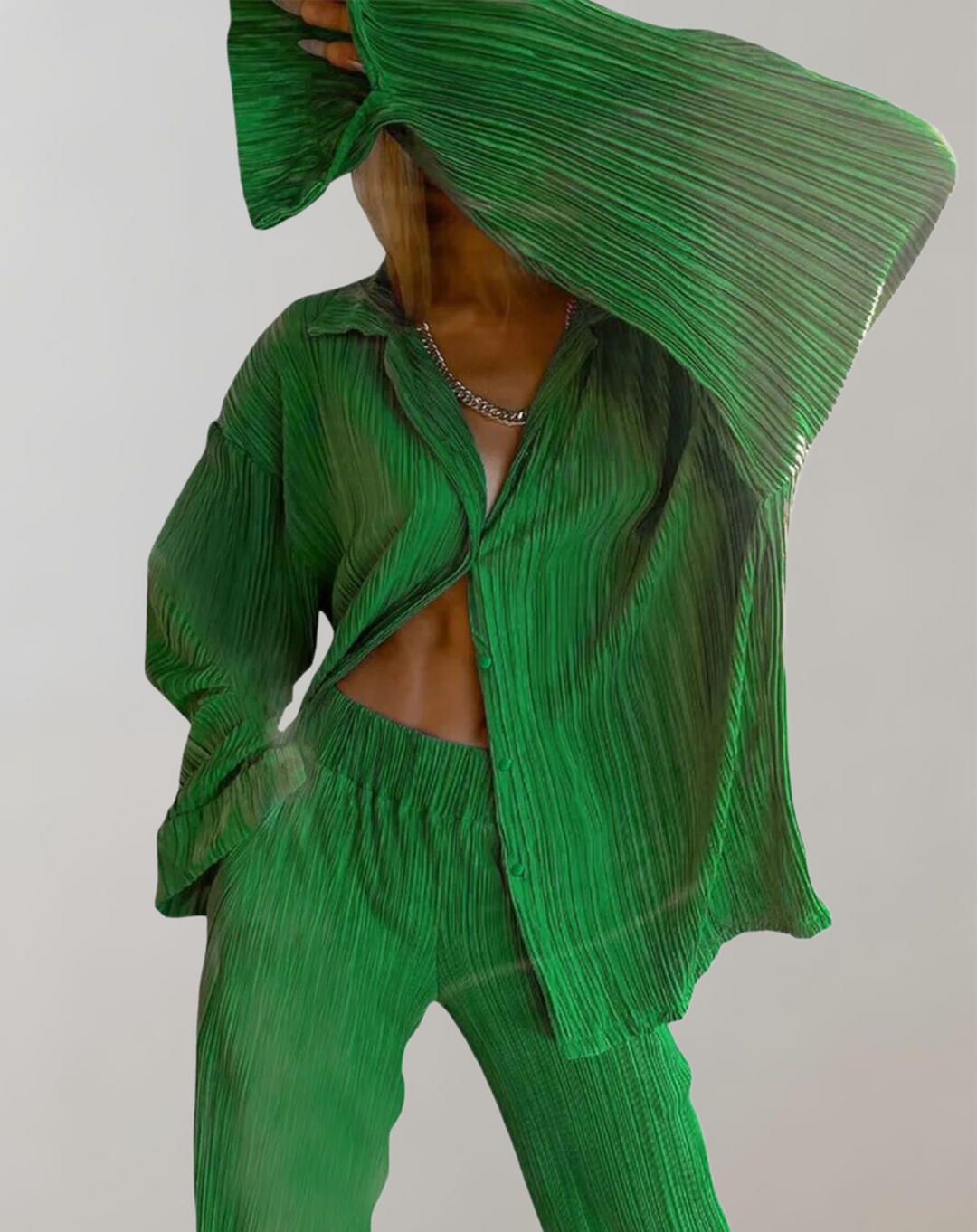 Chi | Femmes plissées 2 pièces pantalon ensemble