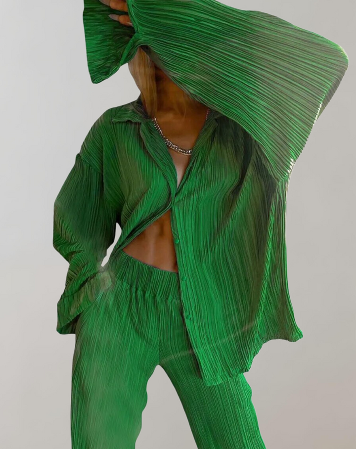 Chi | Femmes plissées 2 pièces pantalon ensemble