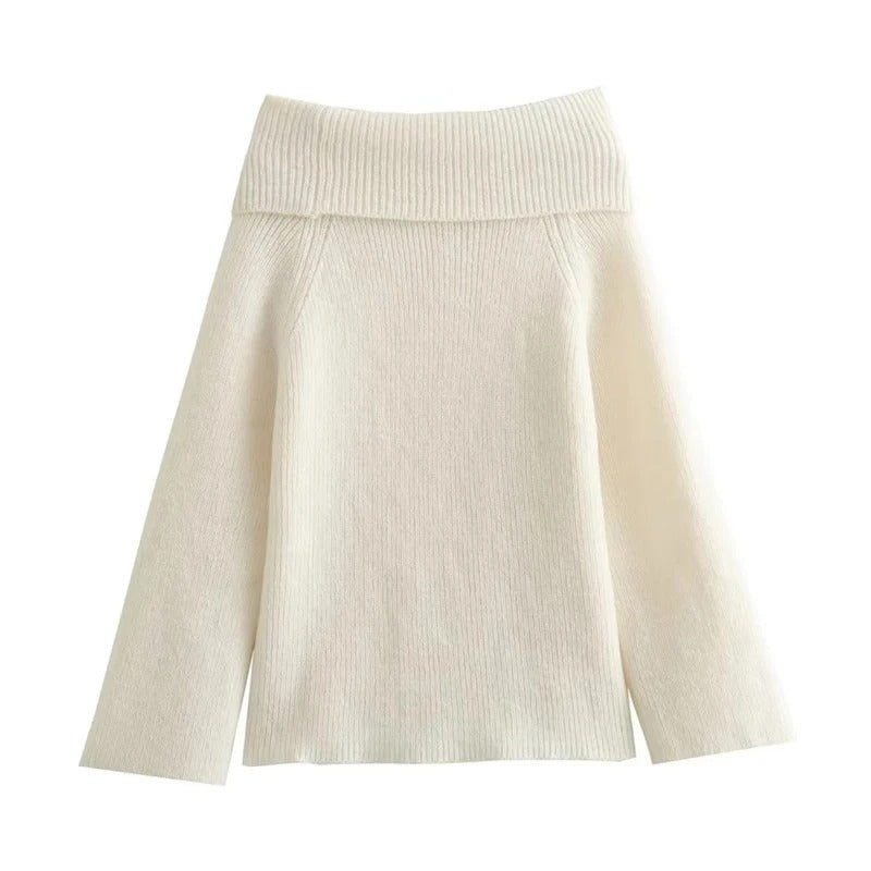 Athena | Elegant Solid Off Shoulder Sweater for Women