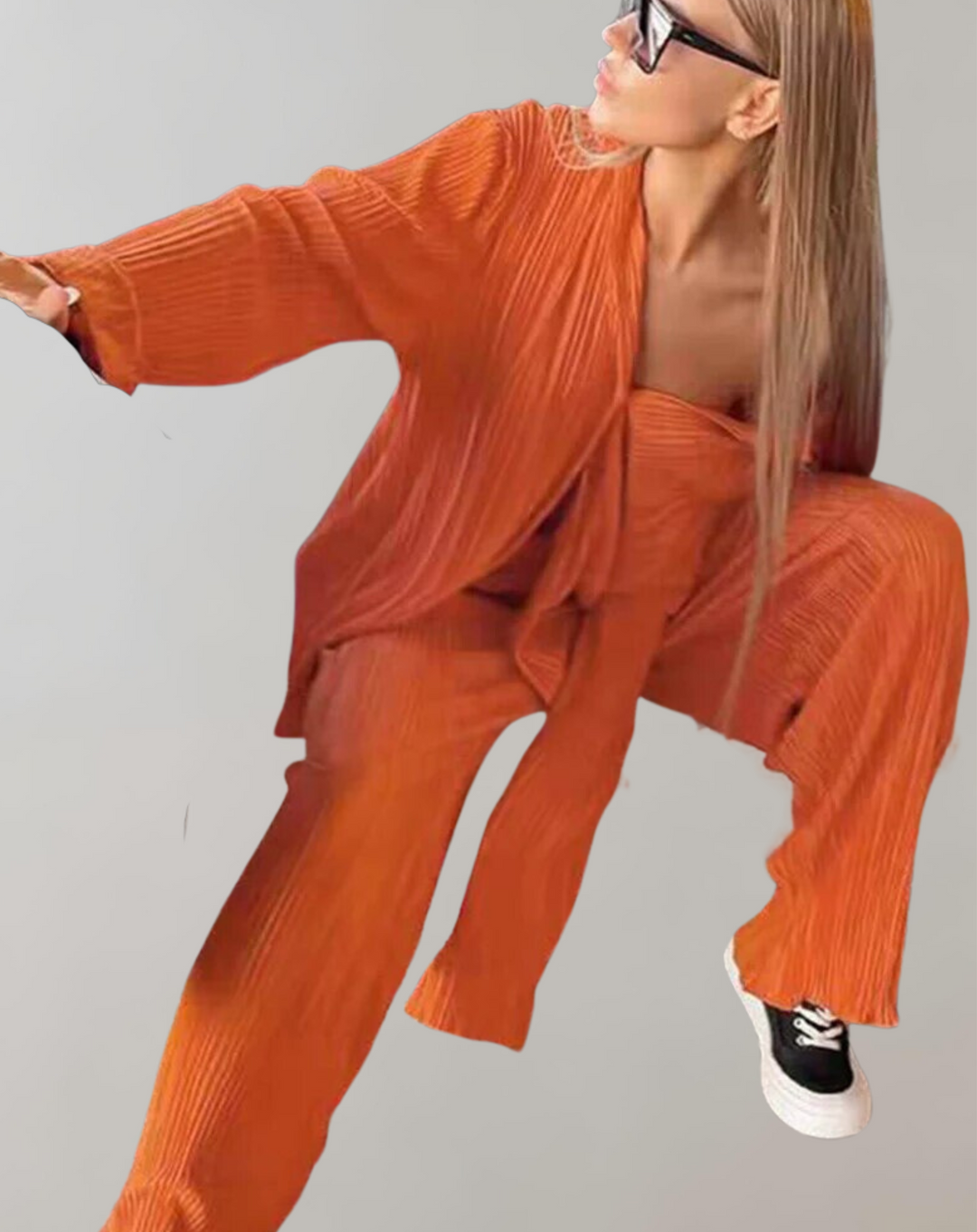 Chi | Femmes plissées 2 pièces pantalon ensemble