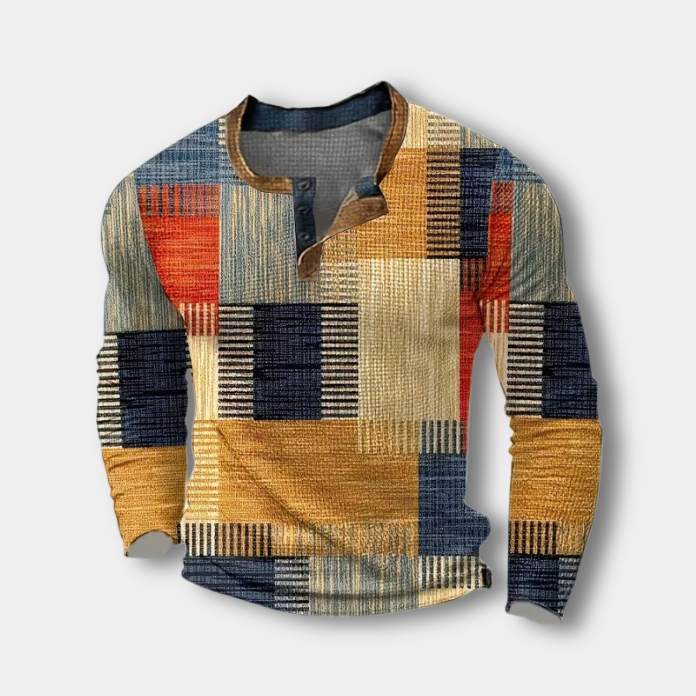 Chemise Henley à imprimé géométrique pour Homme – Martin