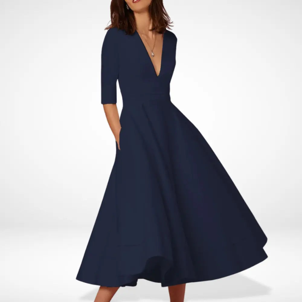 Robe midi évasée décolleté pour Femme – Shana