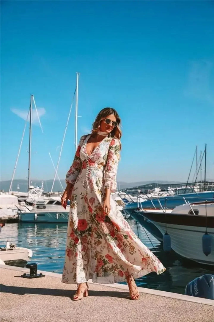 Femme Fleurie Maxi Robe de plage – Janis