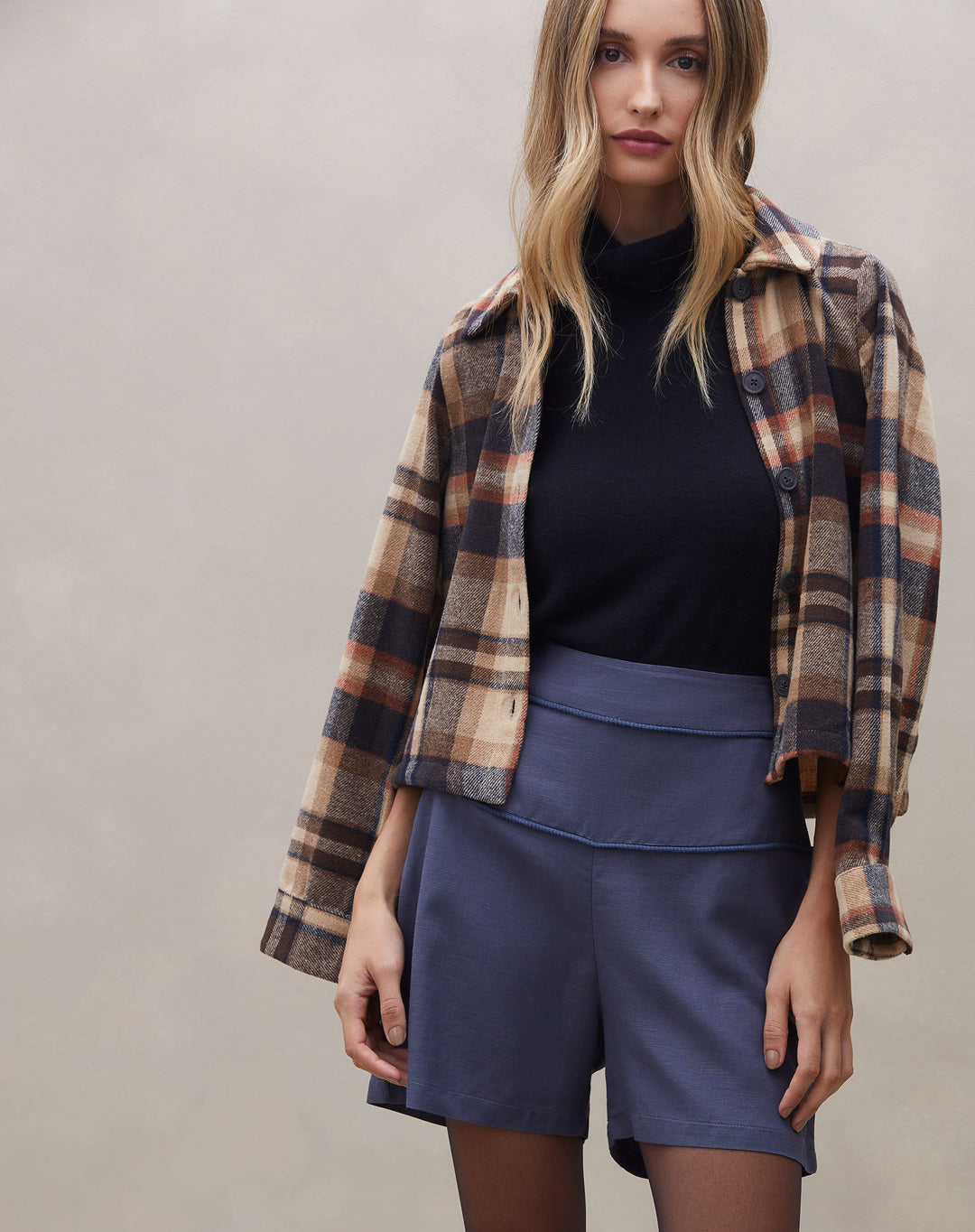 Elza | Short Viscose Contrasté pour Femmes